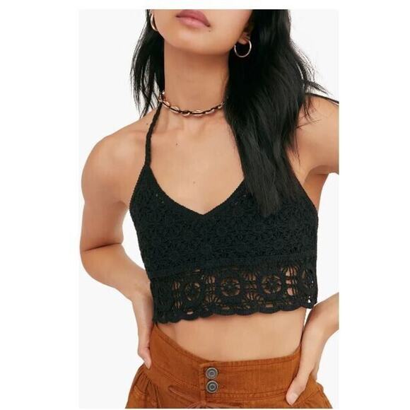 Free People Intimately Sydney Crochet Bralette In Black Small(34A-C) MSRP $48 - Picture 1 of 5